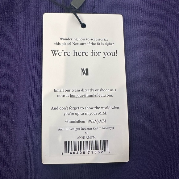 M.M. Lafleur Amethyst Purple Jardigan Sleeveless Knit Blazer Vest Size Medium - Picture 9 of 11